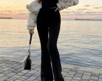 Patrón PDF para pantalones acampanados, talla US 2-30, A4 imprimible, tejido con banda elástica, fácil, instrucciones de costura para pantalones acampanados en INGLÉS.