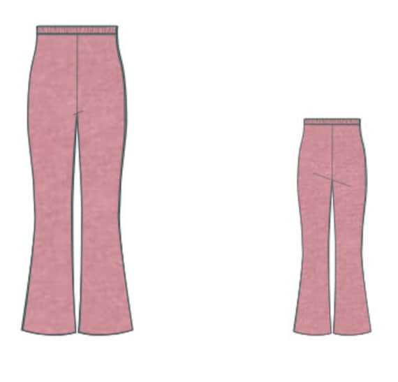 Flared Leg Pants, Size US 2-30, PDF Pattern Eur 34-58 Knits