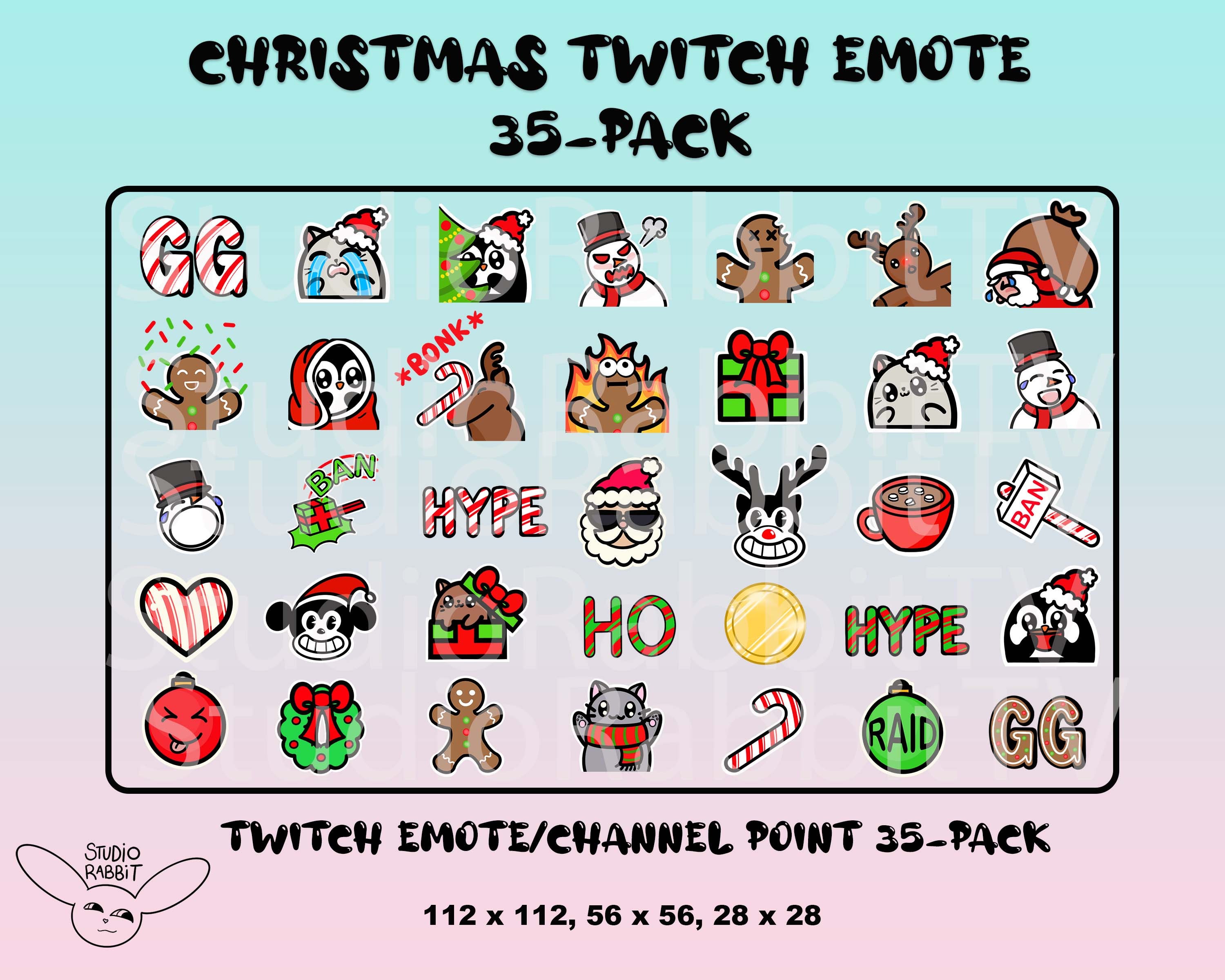 Twitch Christmas Emotes 35emote Pack / Twitch Christmas Bundle