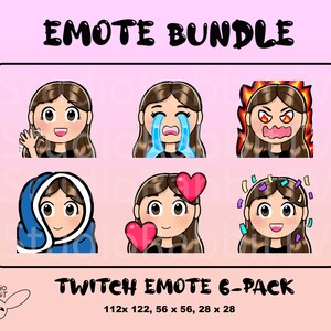 Chibi Streamer Girl Emote / Twitch Emote / Brown Hair / Cute Emote Pack / Kawaii / Anime / Bundle / Pack / Combo