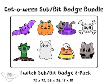 Cat-o-ween Twitch Sub Badge / Bit Badges / Halloween / Gatos