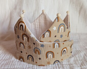 Birthday crown "Rainbow Star" muslin