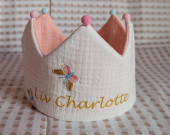 Embroidered birthday crown "Butterfly"
