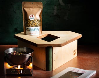 Foldable V Steaming Stool with small Base - Handmade for Ultimate Comfort and Healing (Sirin Artemis)