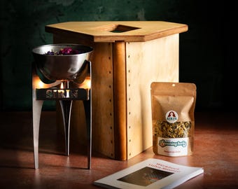 Foldable V Steaming Stool with High Base - Handmade for Ultimate Comfort and Healing (Sirin Artemis)