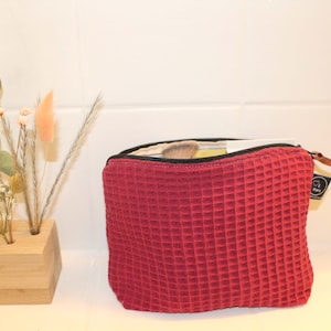 Kulturbeutel Damen weinrot, Modische Kosmetiktasche, Waschbare Schminktasche, Hochwertiges Federmäppchen, Geschenkidee für Lehrer, Makeup