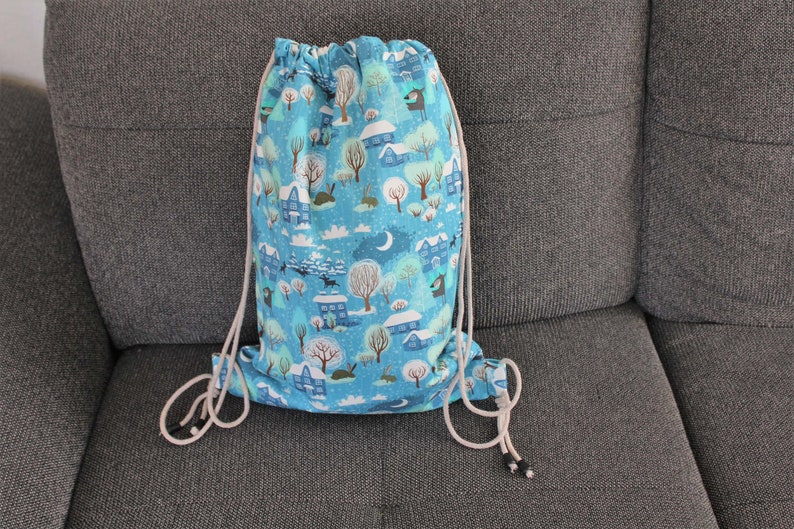 Kindergarten bag, boy & girl, blue, children's gym bag, spring, swimming bag, school, bag, daycare, wolf image 9