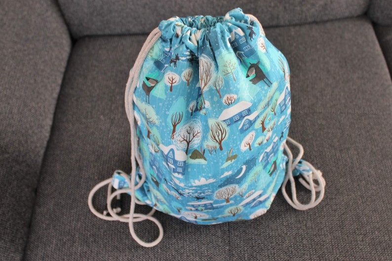 Kindergarten bag, boy & girl, blue, children's gym bag, spring, swimming bag, school, bag, daycare, wolf image 1