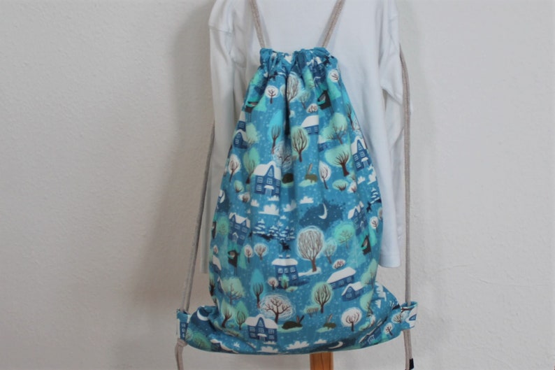 Kindergarten bag, boy & girl, blue, children's gym bag, spring, swimming bag, school, bag, daycare, wolf image 3