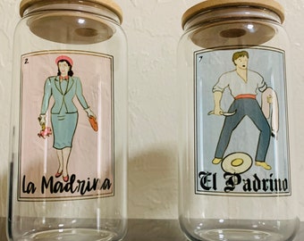 Lotería padrino glass can bautizo padrino proposal madrina padrino