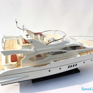 Azimut 70 Modern Yachts Model 32.2&quot; - Sailboat Models For Decoration - Wooden Model Boat Handicraft