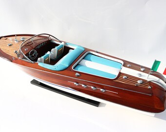 ブルー リヴァ アクアラマ モデル ボート: イタリアの木製装飾 - Etsy 日本