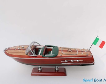 Modelo de lancha rápida Riva Ariston italiana hecha a mano: decoración de escritorio de lujo (10")