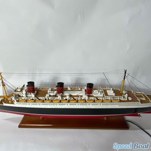 Queen Mary Schiffsmodell mit Licht 100 cm Handarbeit - Queen Mary Ozeandampfer mit Licht - Geschäftsgeschenk