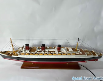 Queen Mary Ship Model With Light: 39.37" Handicraft Ocean Liner