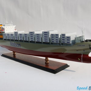 Lurline Matson Ship Model 39.3&quot;: Wooden Container Ship