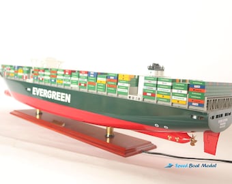 Ever Given Boat With Light Model 39.3&quot; - Ever Given Container Ship With Light Model - Wooden Model Boat Gift