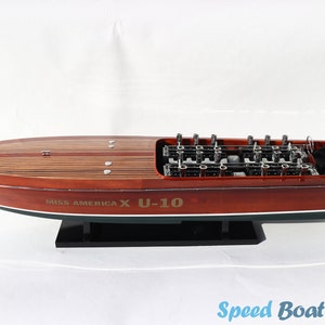 Modelo de lancha rápida Miss América X: réplica de madera de 32,6&quot;