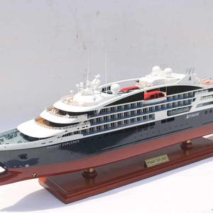 Ponant Explorer Ocean Liner Model: 28&quot; Black & Red Cruise Ship