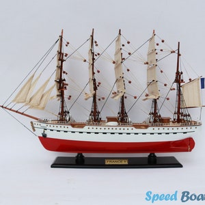 France II Tall Ship Model: 23-inch Wooden Boat Gift