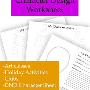 Kinder Comic Charakter Design Arbeitsblatt - druckbare lustige Zeichnung Aktivität für Klassenzimmer, Clubs oder zu Hause