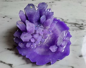 Purple Resin Crystal Business Card/Phone Stand