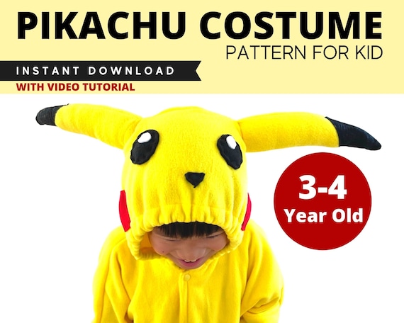 Costume Pikachu per bambino/Costume Halloween fai da te per bambini/Età 3-4  anni/Modello da scaricare istantaneamente per cucire -  Italia