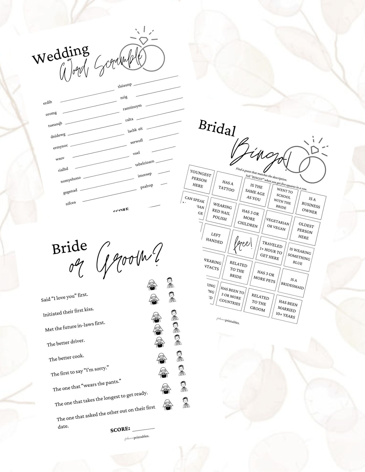 Bridal Shower Game Pack Etsy