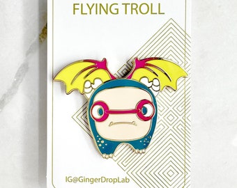 Flying Troll Enamel Pin