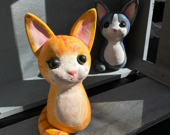 Custom Ceramic Cat Sculpture — Handmade Personalized Pet Figure