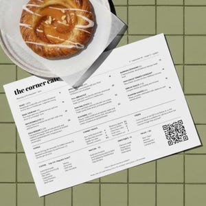 Mall för cafémeny / Modern restaurangmeny - redigerbar A4-design - 1 sida
