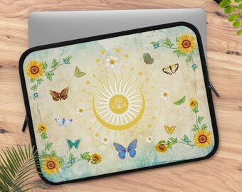 Laptop Sleeve Case 17 Inch Flowers and Horses Yellow Laptop Protective Cover Laptop Sleeve Case 17 Inch Flowers and Horses Yellow Laptop Protective Cover