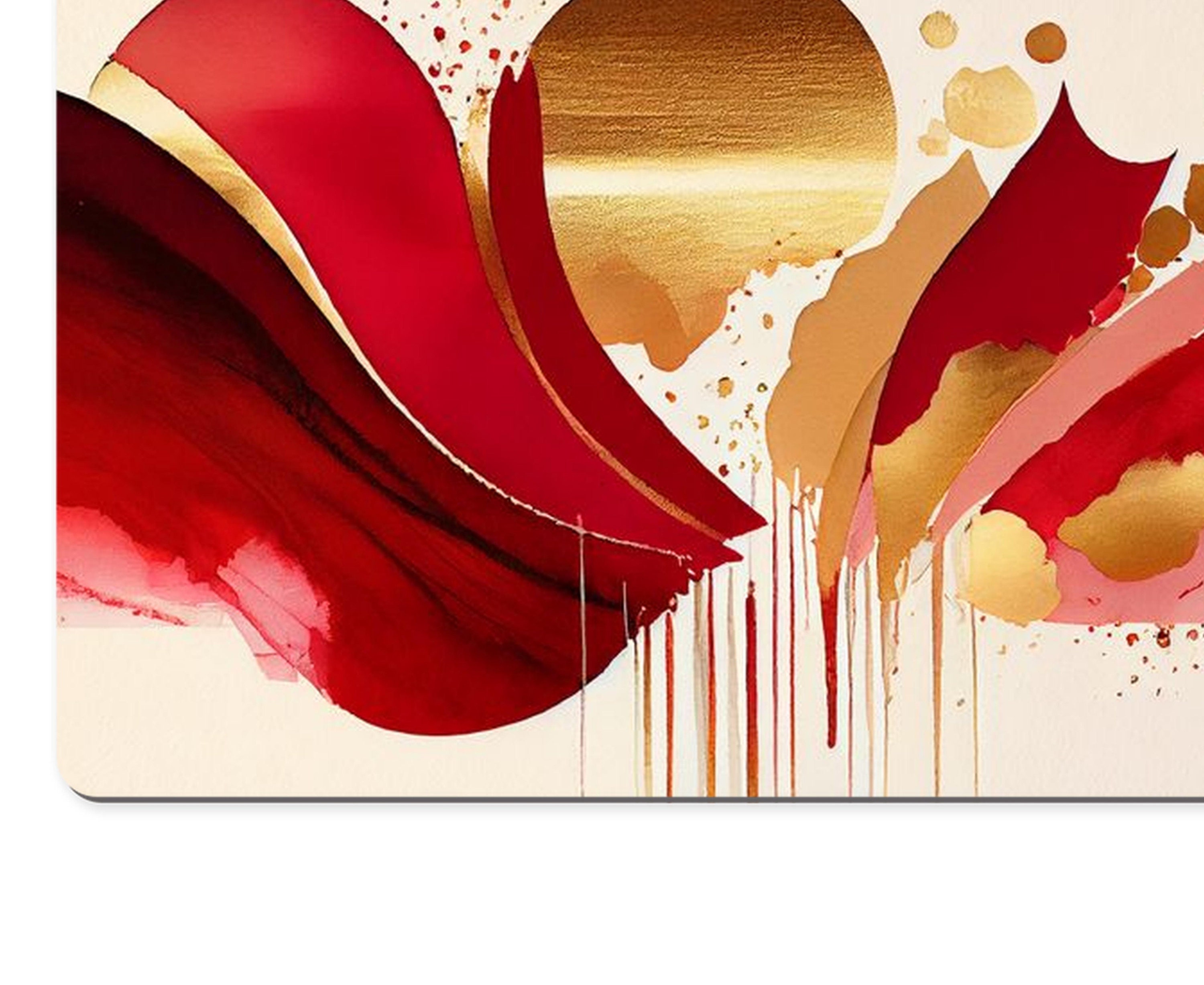 Red & Gold Abstract Desk Mat, Desk Mat Nature, Mouse Mat Large, Desk