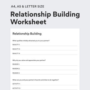 Relationship Building Worksheet for Couples - PDF Printable - DIGITAL DOWNLOAD
