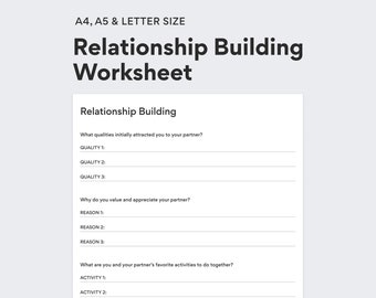 Relationship Building Worksheet for Couples - PDF Printable - DIGITAL DOWNLOAD
