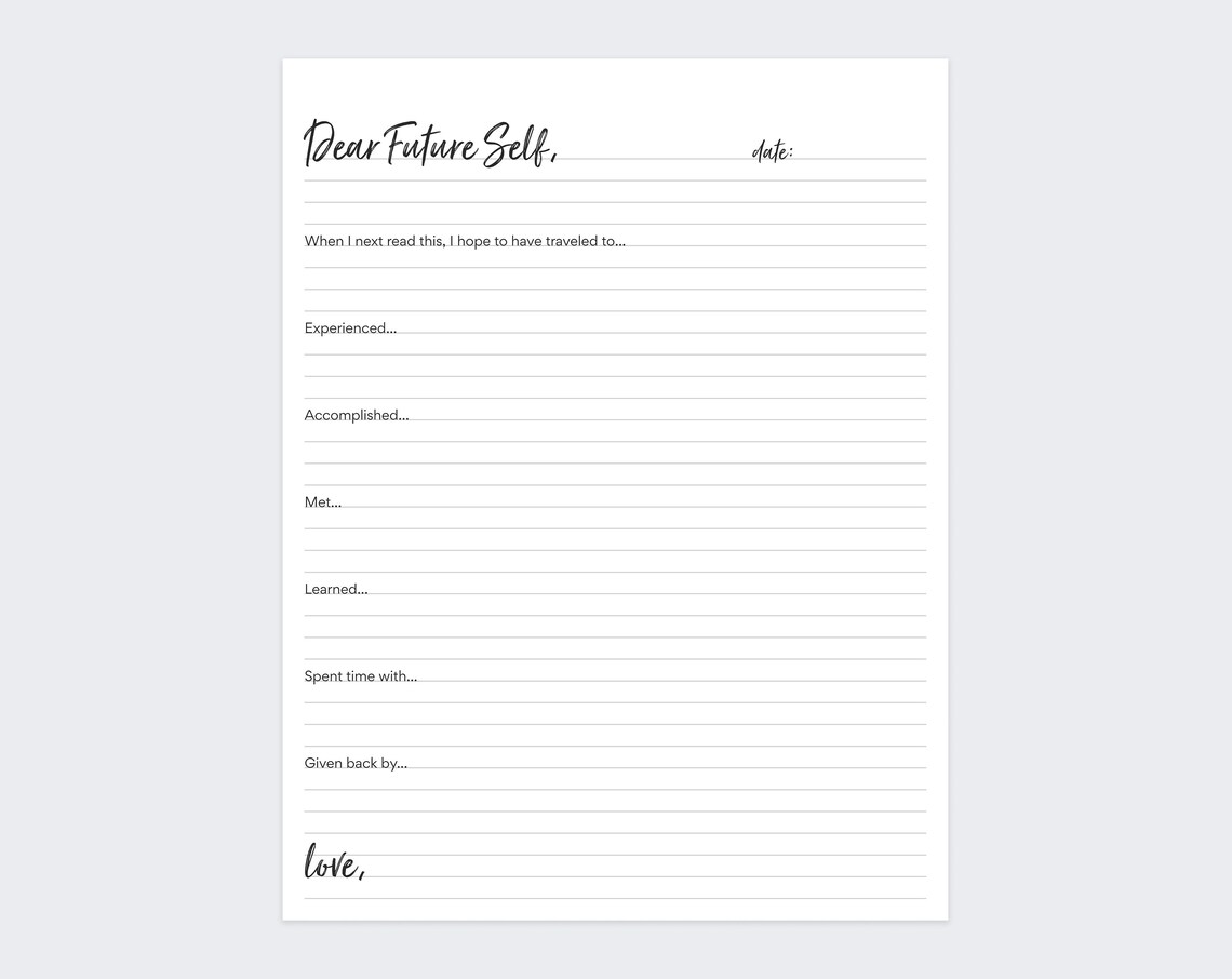 Letter To Future Self PDF Printable DIGITAL DOWNLOAD Etsy
