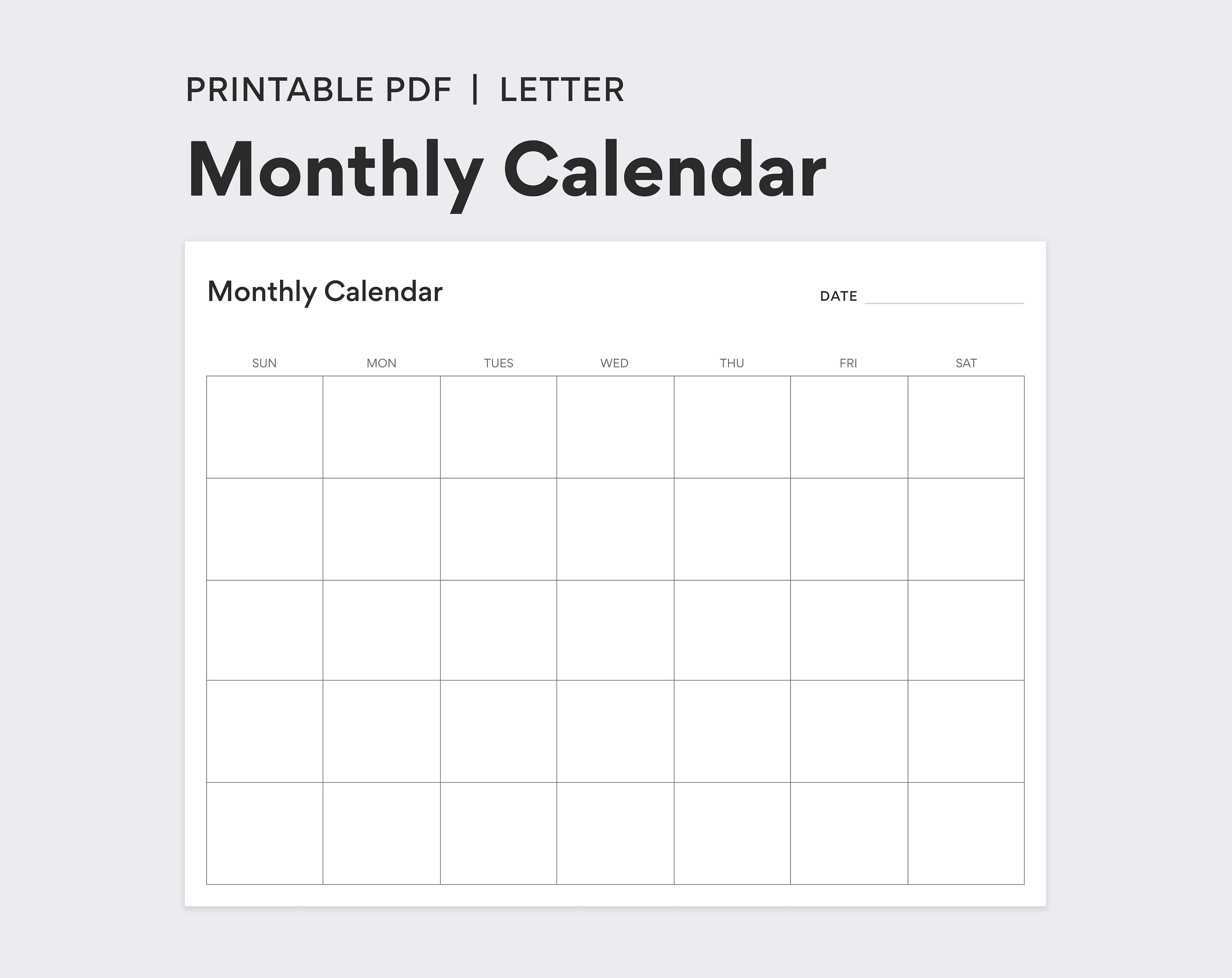 monthly planner template pdf printable digital download etsy