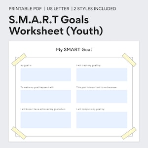 Youth S.M.A.R.T Goals Planner - Goal Setting Worksheet - Printable Goal Planning Sheet - PDF Printable - DIGITAL DOWNLOAD