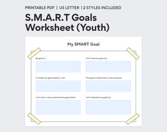 Youth S.M.A.R.T Goals Planner - Goal Setting Worksheet - Printable Goal Planning Sheet - PDF Printable - DIGITAL DOWNLOAD