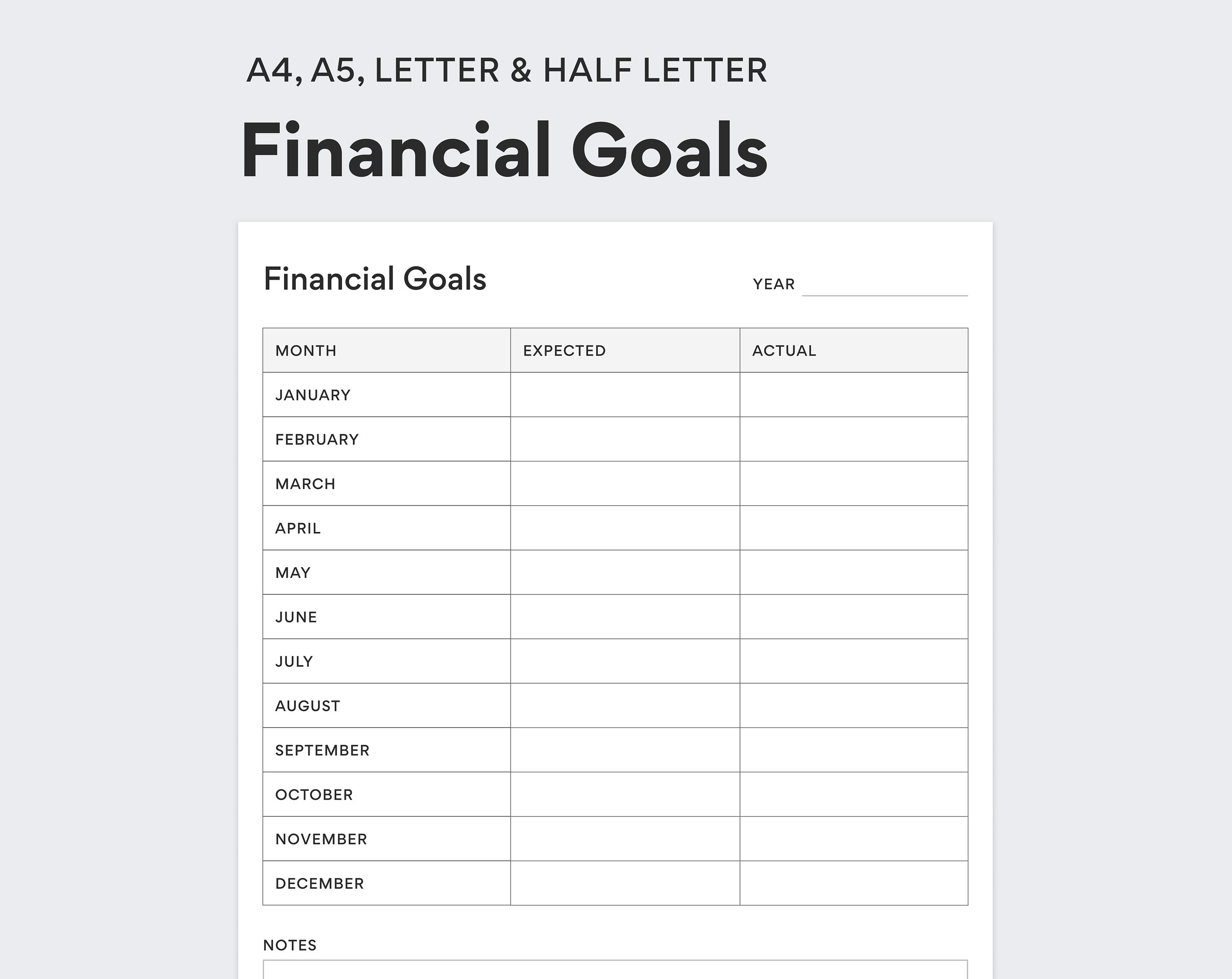 Financial Goals Tracker Monthly Goal Setting Template Financial Goal Financial Goals Tracker Monthly Goal Setting Template Financial Goal