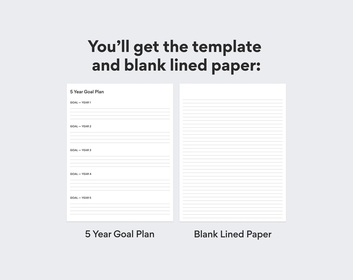 5 Year Goal Plan - Goal Setting Worksheet - Printable Goal Planning Sheet - PDF Printable ...