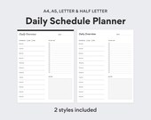 Daily Planner Printable, Hourly Schedule, Work Planner, Daily To Do List, A5 A4 Letter & Half Letter Size, PDF Printable – DIGITAL DOWNLOAD