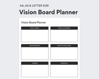 Vision Board Planner, Printable Template for Journal, Minimalist Affirmations Planner - PDF Printable - DIGITAL DOWNLOAD