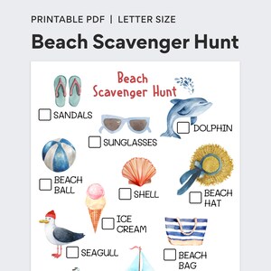 Beach Scavenger Hunt for Kids, Beach Activity for Kids, Printable Game for Kids - PDF Printable - DIGITAL DOWNLOAD