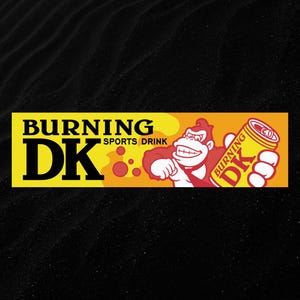 Mario Kart Burning DK Sports Drink Race Sponsor Vinyl Decal Bumper Sticker Donkey Kong