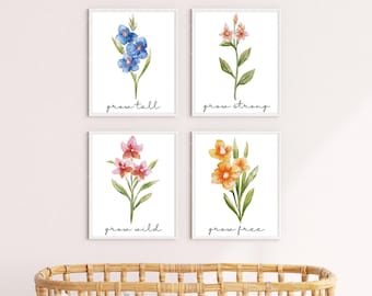 Nursery Wall Art; Minimalist; Flower Watercolor; Baby Girl Bedroom Decor; Inspirational Quote; pdf Instant Digital Download; Printable