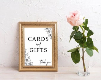 Romantic Floral Cards & Gifts Wedding Sign; Minimalist Wedding Decor; Digital Download Wedding Sign; Printable Wedding Decor