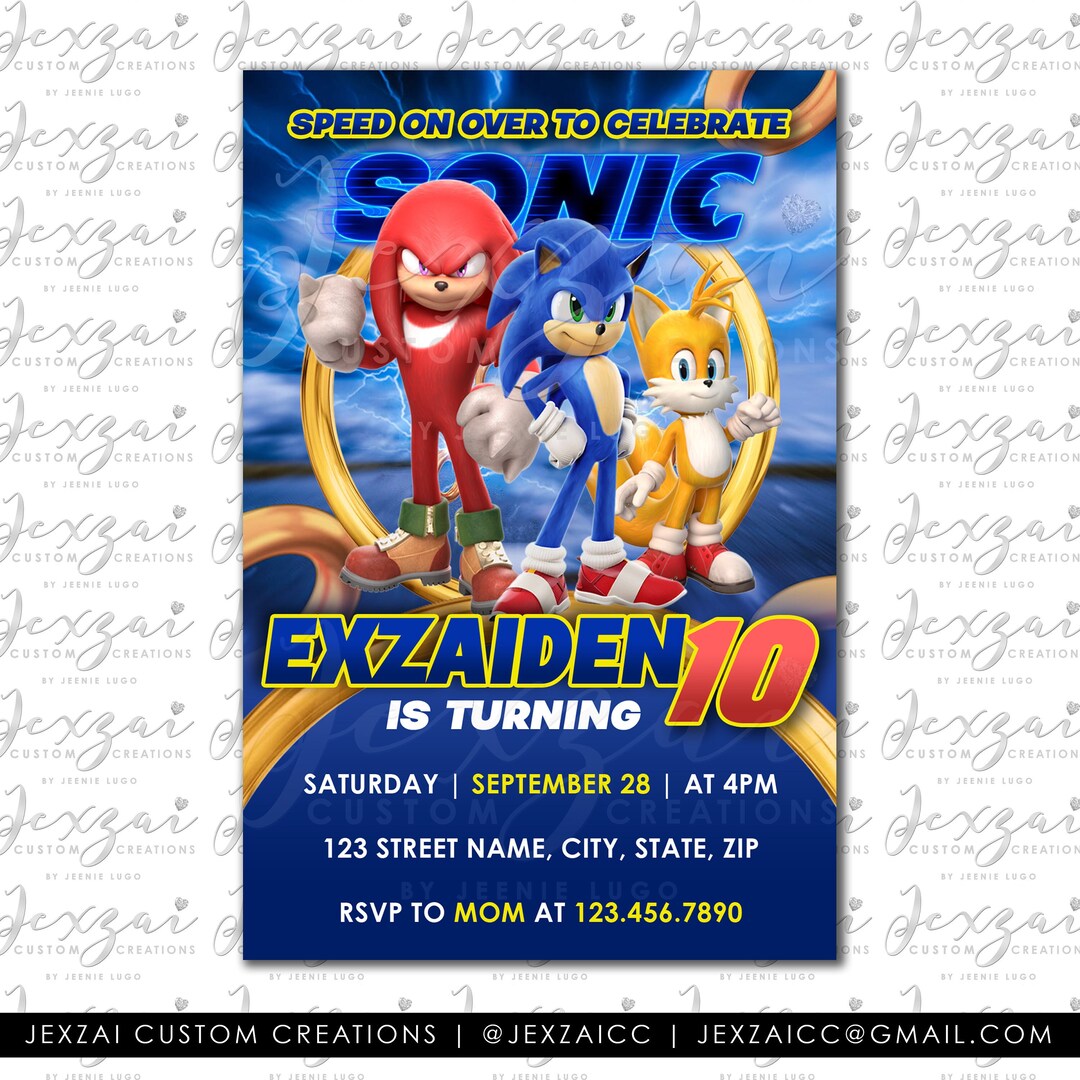 Sonic Birthday Invitation Sonic Party Kids Birthday Etsy Israel