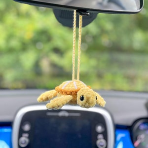 Crochet Lemon Turtle Car Charm, Car Accessory, Car Hanging, Cute Car Decor, New Driver, Gift for Her