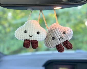 Colgante de nube de ganchillo para coche, accesorio para colgar en el coche, decoración para el espejo retrovisor.
